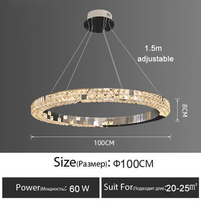 Lustre de Cristal Moderno com Anéis de LED