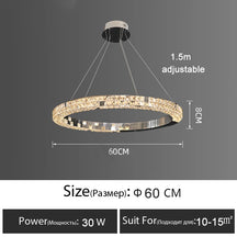 Lustre de Cristal Moderno com Anéis de LED