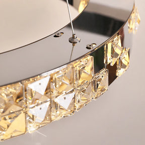 Lustre de Cristal Moderno com Anéis de LED