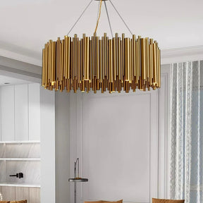 Lustre para sala de estar, villa duplex, moderno, simples, aço inoxidável, criativo, iluminação interior, luzes led, dourado