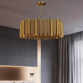 Lustre para sala de estar, villa duplex, moderno, simples, aço inoxidável, criativo, iluminação interior, luzes led, dourado
