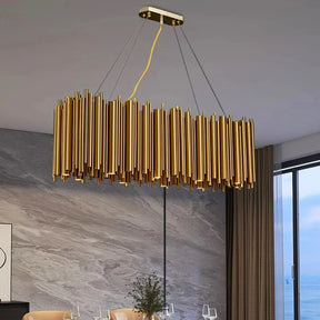 Lustre para sala de estar, villa duplex, moderno, simples, aço inoxidável, criativo, iluminação interior, luzes led, dourado