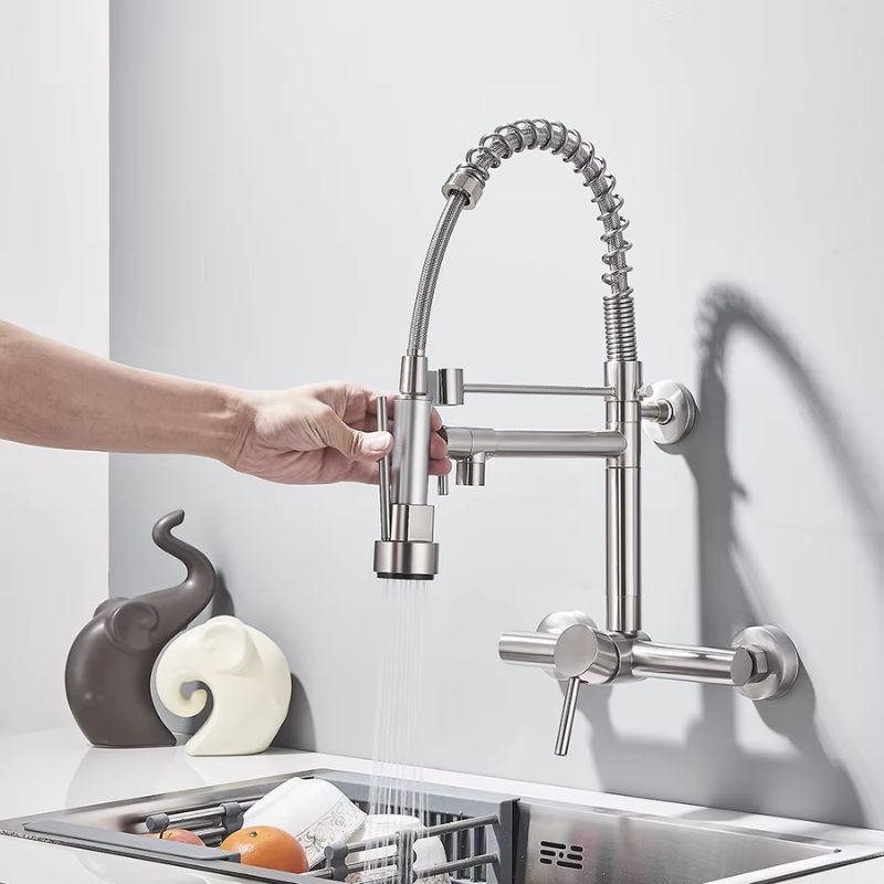 Torneira Gourmet para Cozinha com Bico Duplo 360° de Parede