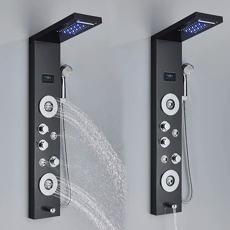 Ducha Vertical com Hidro Cascata e LED Visor Inox