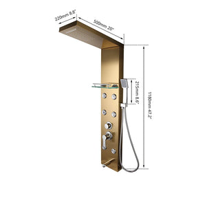 Ducha Vertical Spa Hidromassagem Inox com Cascata